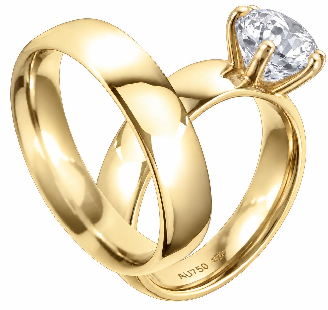 Two interlocked wedding rings